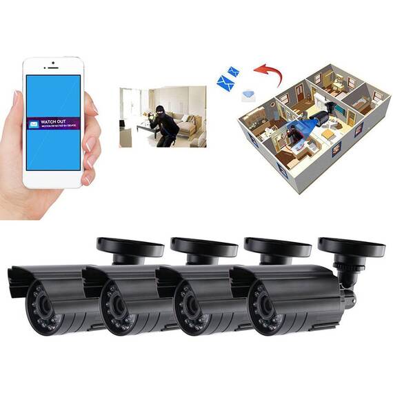 Sistem de supraveghere CCTV cu 4 camere HD, IR - 4- Roveli