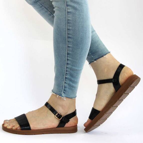Sandale casual de dama usoare si comode PU-203-BLACK, Marime (12): 36 - - Roveli