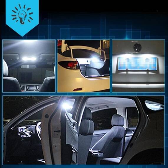 Set 2 x Becuri auto T10 W5W 6SMD, 10W, 6000K, 1920lm, 12/24V - 4- Roveli