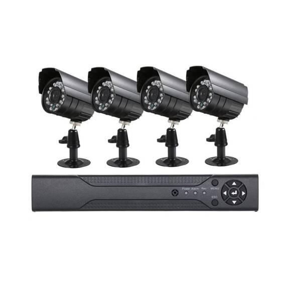 Sistem de supraveghere CCTV cu DVR, 4 camere, IR, HD, USB, IP65 - - Roveli