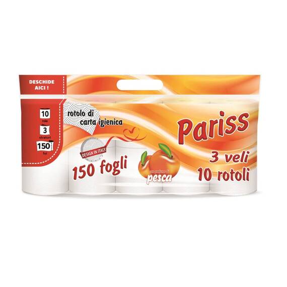 Hartie igienica Pariss 10 role 3 straturi- 150 FOI -  PARFUMATA - - Roveli