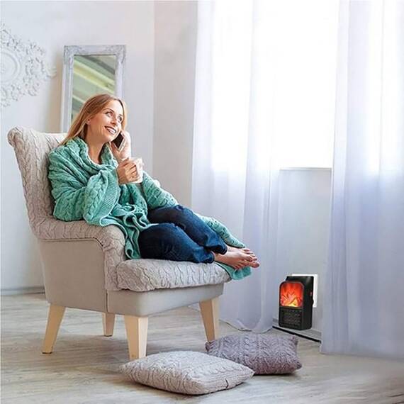 Mini aeroterma portabila cu aspect de semineu, 900W - 11- Roveli