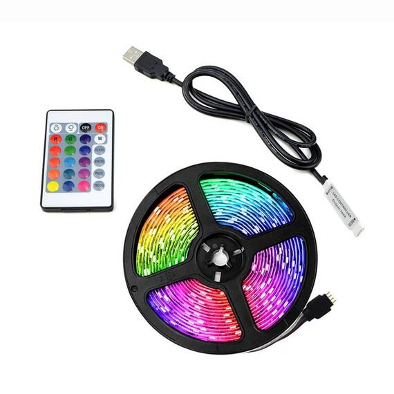 Banda LED RGB, iluminare fundal TV, telecomanda, 3m - - Roveli
