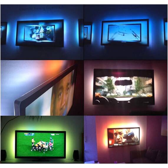 Banda LED RGB, iluminare fundal TV, telecomanda, 3m - 3- Roveli