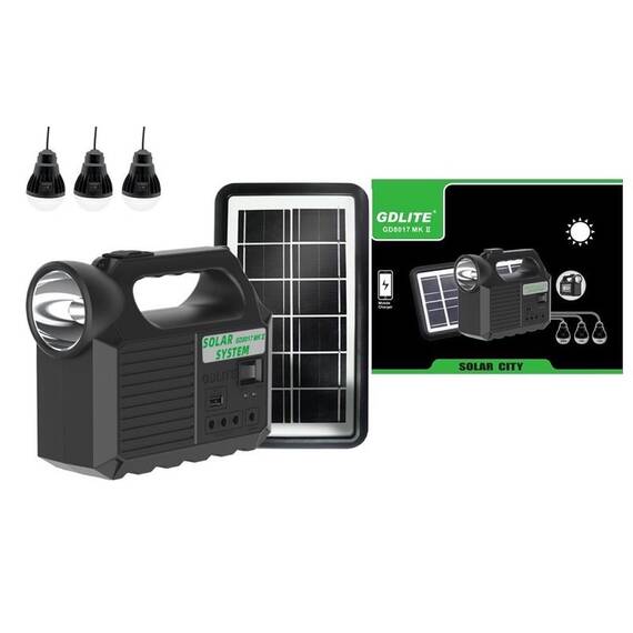 Sistem iluminare LED GD8017 MK II, 3 becuri, panou solar - 3- Roveli