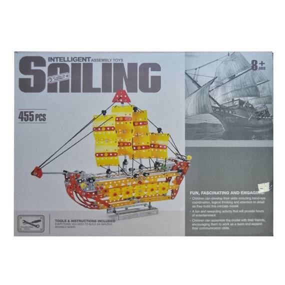 Set de constructie pentru copii, Vapor, 455 piese metalice - 4- Roveli