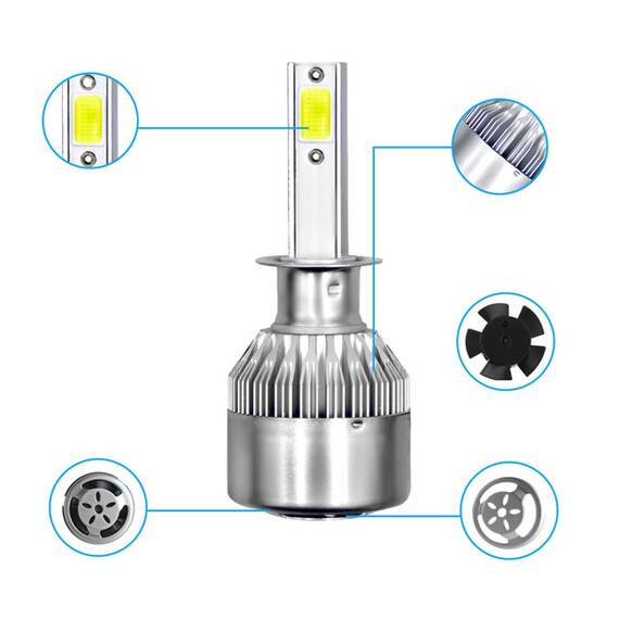 Set 2 becuri auto LED, H1, 6000K, 72W/set, 48LED - 9- Roveli