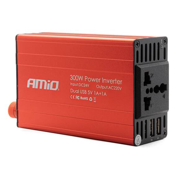 Convertor de tensiune 24V -> 230V, 300W/600W, 2 x USB 5V - - Roveli