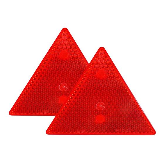 Set 2 triunghiuri de avertizare reflectorizante pentru remorci, culoare rosie, dimensiune 15 x 15 cm - - Roveli