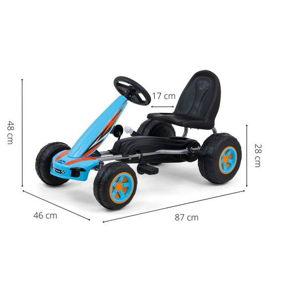 Kart cu pedale robust si distractiv, +3 ani, Viper Blue - 2- Roveli