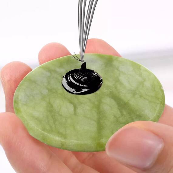 Piatra de Jad verde pentru adeziv extensii gene, diamteru 5cm - 5- Roveli