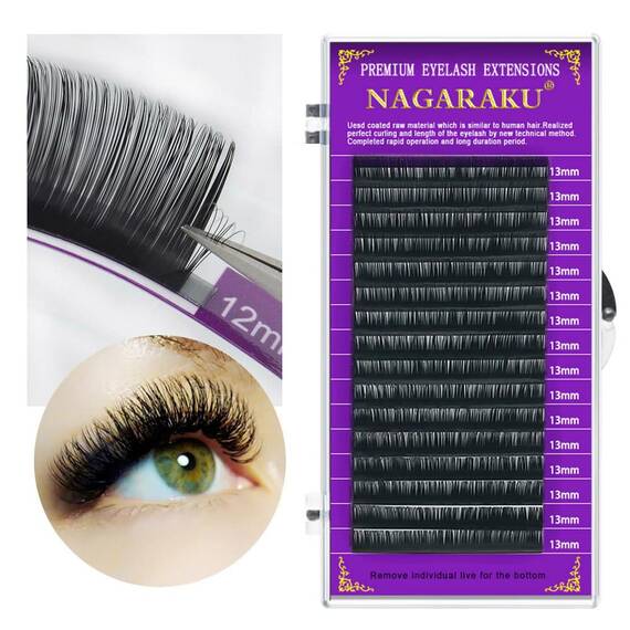 Extensii de gene curbura B Nagaraku Classical Single, extensii gene premium, 16 linii, Grosime (26): 0.15, Lungime (26): 14 mm - 4- Roveli