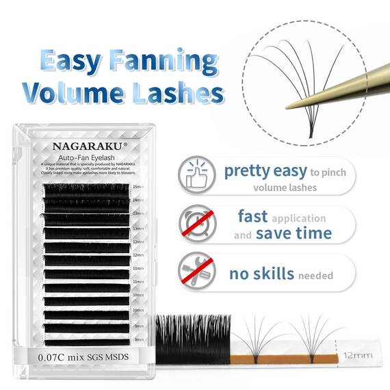 Extensii de gene curbura D Nagaraku Auto-Fans, extensii gene premium pentru volum , 16 linii, Culoare (26): negru, Grosime (26): 0.05, Lungime (26): mix (8-15) mm - 3- Roveli