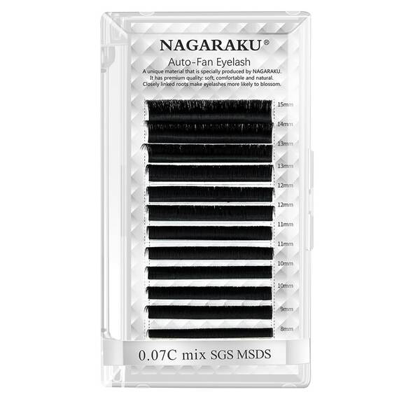Extensii de gene curbura D Nagaraku Auto-Fans, extensii gene premium pentru volum , 16 linii, Culoare (26): negru, Grosime (26): 0.05, Lungime (26): mix (8-15) mm - 5- Roveli