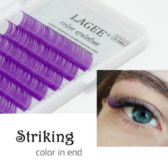 Extensii de gene curbura D Lagee culoare purple, extensii gene premium, 6 linii, Culoare (26): mov, Grosime (26): 0.07, Lungime (26): 9 mm - 4- Roveli