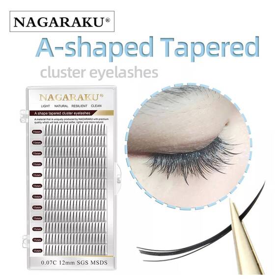 Extensii de gene forma A curbura D Nagaraku, extensii gene premium, 12 linii, Culoare (26): negru, Grosime (26): 0.07, Lungime (26): 8 mm - 5- Roveli