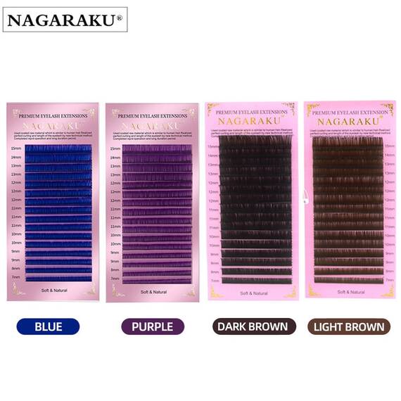 Extensii de gene curbura C Nagaraku Mix albastru, extensii gene premium, 16 linii, Culoare (26): albastru, Grosime (26): 0.07, Lungime (26): mix (7-15) mm - 3- Roveli
