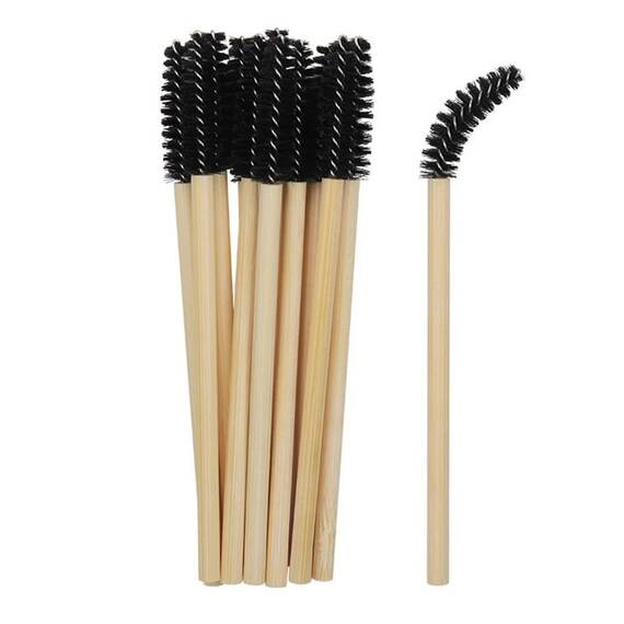 Periute Mascara din bambus pentru pieptanarea extensiilor de gene 50 buc - 3- Roveli