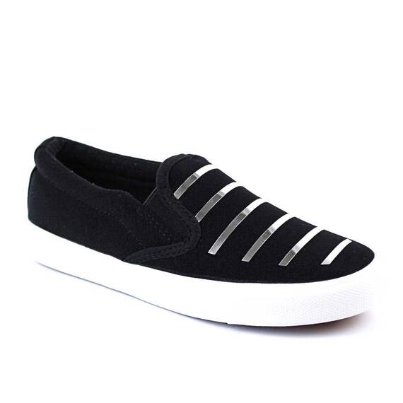 Espadrile de copii accesorizate,  comode si usoare D002-2-BLACK/SILVER, Culoare (12): Argintiu, Alb, Negru, Marime (12): 35 - - Roveli