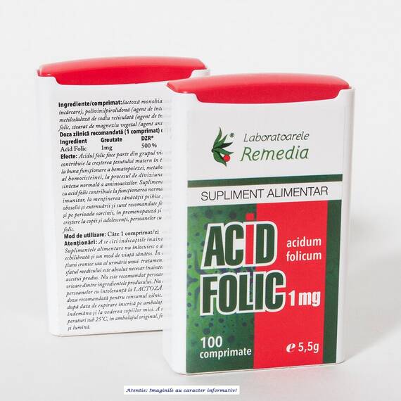 Acid Folic 100 comprimate Laboratoarele Remedia - - Roveli