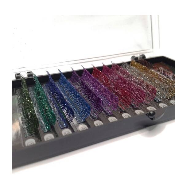 Extensii de gene cu sclipici  curbura C Ibeauty Premium Glitter, extensii gene premium, 12 linii, Culoare (26): multicolor, Grosime (26): 0.15, Lungime (26): 11 mm - 2- Roveli