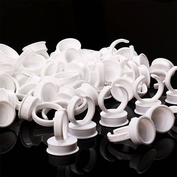 Inel din plastic alb 14 mm pentru adeziv, set 10 bucati - 2- Roveli