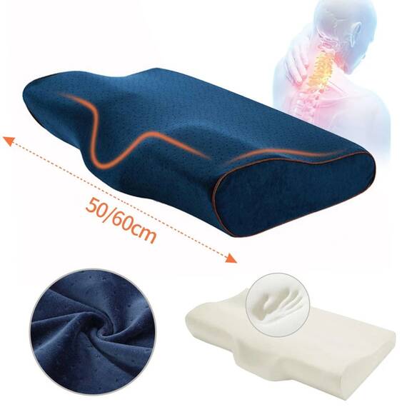 Perna cu memorie pentru gat albastru, perna cosmetica extensii gene, Culoare (26): albastru - 3- Roveli