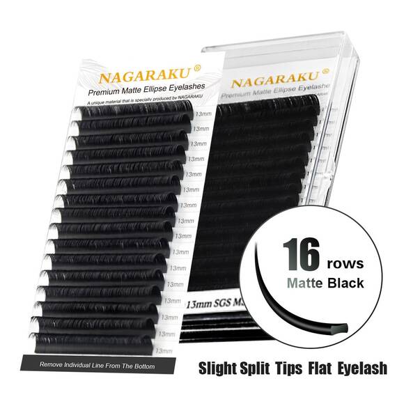 Extensii de gene curbura C Nagaraku Matte Ellipse, extensii gene premium, 16 linii, Culoare (26): negru, Grosime (26): 0.15, Lungime (26): 11 mm - 2- Roveli