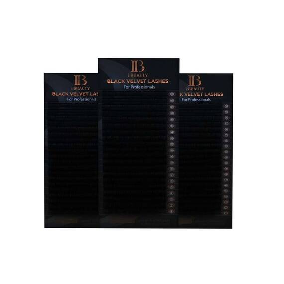 Extensii de gene MIX curbura CC Ibeauty Black Velvet, extensii gene premium, 16 linii, Grosime (26): 0.07, Lungime (26): mix (8-14) mm - 2- Roveli