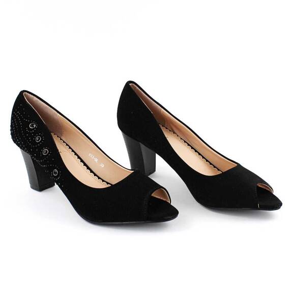 Pantofi eleganti decupati in varf, decorati cu pietre pe lateral RX3-9L-BLACK, Culoare (12): Negru, Marime (12): 40 - 2- Roveli
