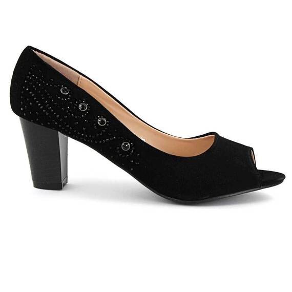 Pantofi eleganti decupati in varf, decorati cu pietre pe lateral RX3-9L-BLACK, Culoare (12): Negru, Marime (12): 40 - 3- Roveli