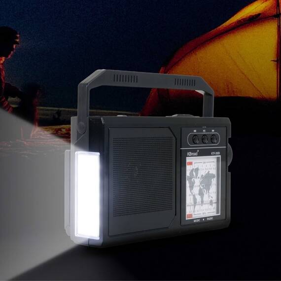 Radio cu panou solar KTF1651, FM/AM/SW, BT/USB/TF, lanterna, 5V - 2- Roveli