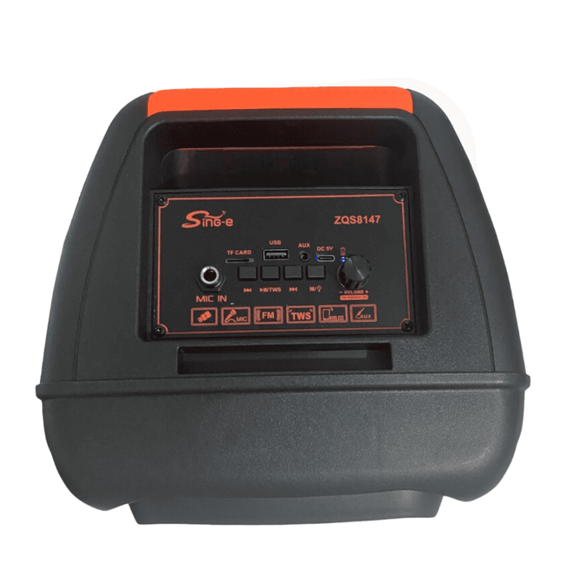 Boxa portabila cu microfon ZQS8147, 45W PMPO, BT/FM/USB/AUX, RGB - 5- Roveli