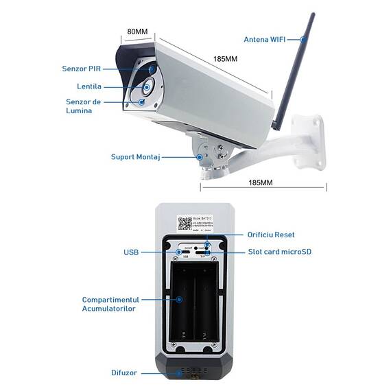 Camera de supraveghere Wifi, panou solar, exterior - 7- Roveli