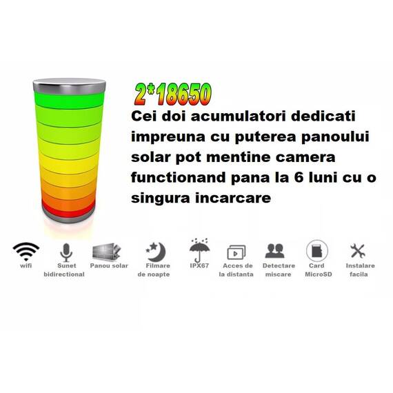 Camera de supraveghere Wifi, panou solar, exterior - 8- Roveli