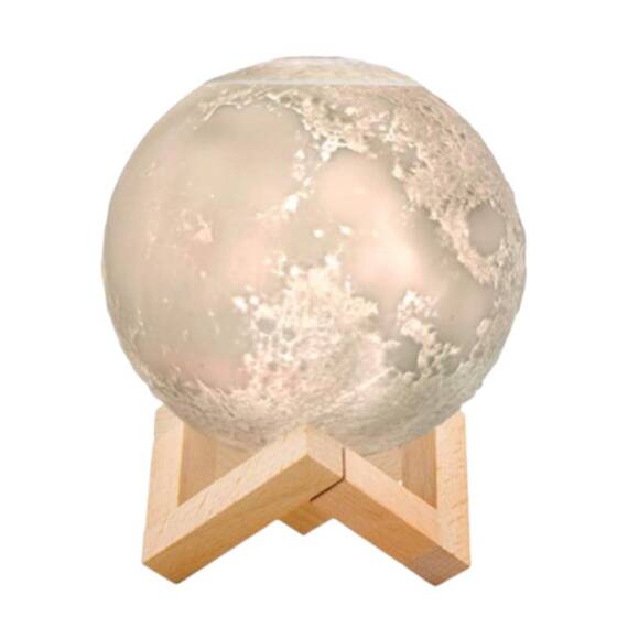 Umidificator lampa veghe, luna 3D suport de lemn - - Roveli