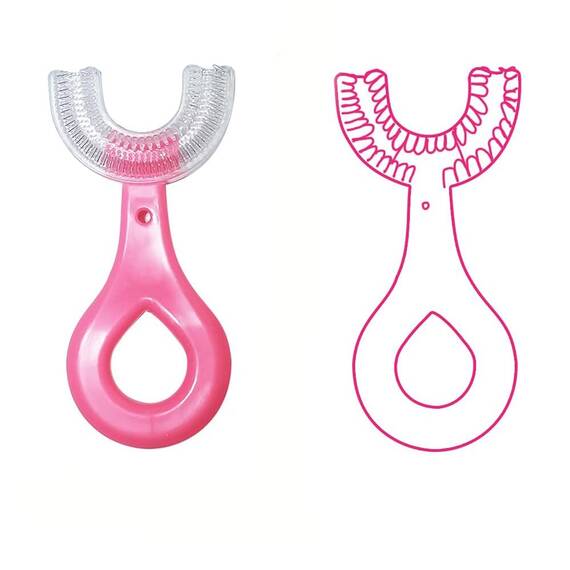 Set 2 periute de dinti pentru copii, forma U, silicon - 2- Roveli