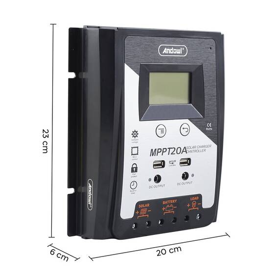 Controller tensiune panou solar, 12/24V, afisaj LCD, MPPT 20A - 3- Roveli