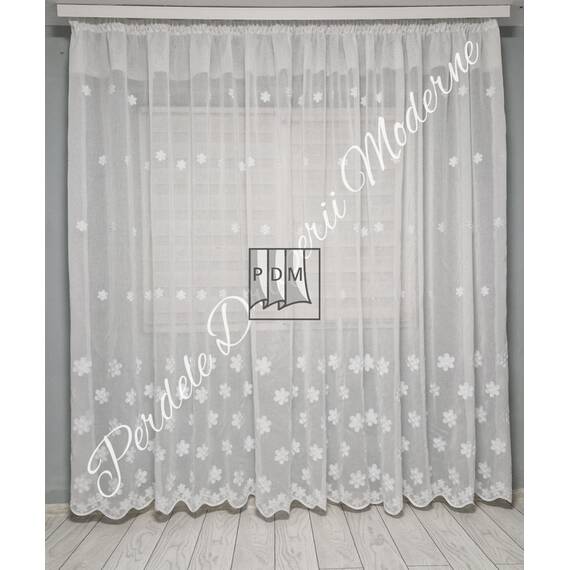 Perdea camera, marime la comanda, material  IN BRODAT, ALB - - Roveli