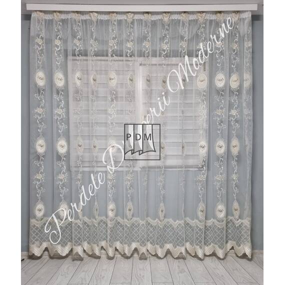 Perdea de camera de calitate, marime la comanda, material  TULLE, BRODAT, GAMA LUX - - Roveli