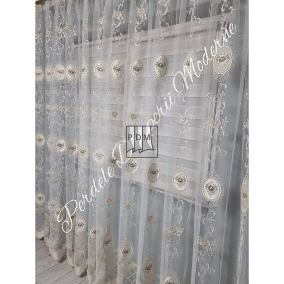 Perdea de camera de calitate, marime la comanda, material  TULLE, BRODAT, GAMA LUX - 2- Roveli