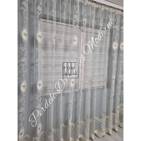 Perdea de camera de calitate, marime la comanda, material  TULLE, BRODAT, GAMA LUX - 3- Roveli