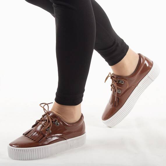 Pantofi dama sport cu siret K1631006-M, Culoare (12): Maro, Marime (12): 37 - - Roveli