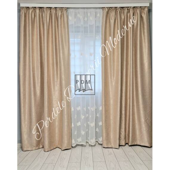 Draperie la comanda pentru Living sau Dormitor, Model BLACKOUT, Culoare BEJ - - Roveli Draperie la comanda pentru Living sau Dormitor, Model BLACKOUT, Culoare BEJ - - Roveli