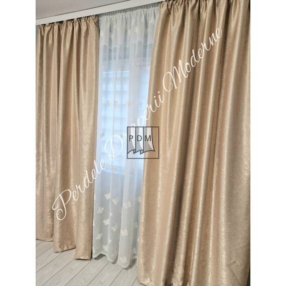Draperie la comanda pentru Living sau Dormitor, Model BLACKOUT, Culoare BEJ - 2- Roveli Draperie la comanda pentru Living sau Dormitor, Model BLACKOUT, Culoare BEJ - 2- Roveli