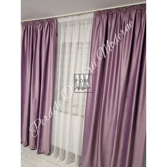 Draperie moderna, de calitate, marime la comanda, material CATIFEA LILA - 2- Roveli