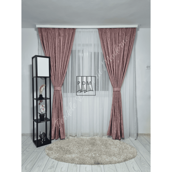 Draperie la comanda pentru Living sau Dormitor, Model NISIP, Culoare ROZ - 2- Roveli Draperie la comanda pentru Living sau Dormitor, Model NISIP, Culoare ROZ - 2- Roveli