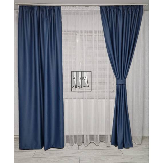Draperie SATIN pentru Living sau Dormitor, model BLACKOUT, culoare BLEUMARIN - 2- Roveli Draperie SATIN pentru Living sau Dormitor, model BLACKOUT, culoare BLEUMARIN - 2- Roveli