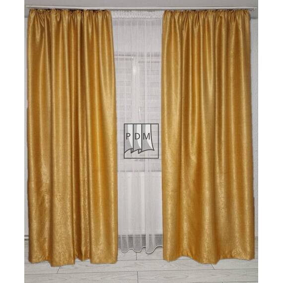 Draperie Satin pentru Living sau Dormitor, Model BLACKOUT, Culoare GALBEN - - Roveli Draperie Satin pentru Living sau Dormitor, Model BLACKOUT, Culoare GALBEN - - Roveli