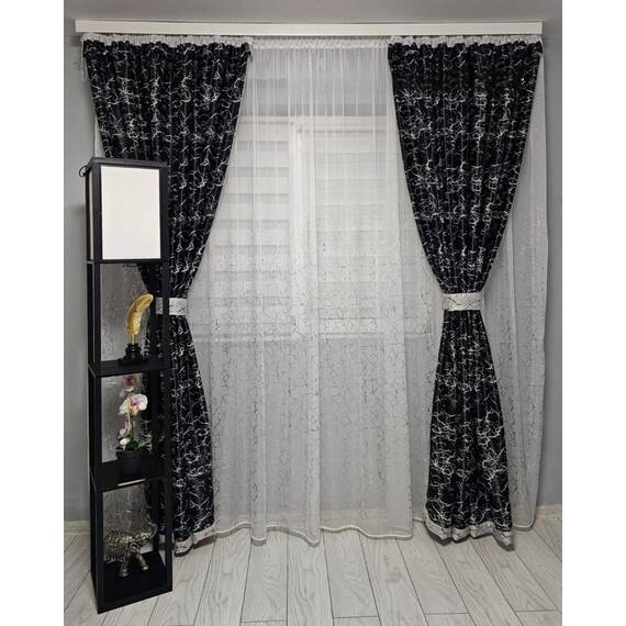 SET Perdea si Draperie la comanda Model DEGRADE NEGRU/ARGINTIU - - Roveli